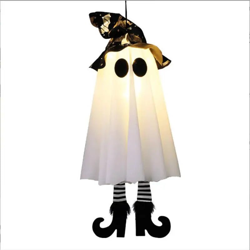 Halloween Ghost Hanging Decorations Ghost Witches With Hats Scary Haunted House Props Halloween Lamp Outdoor Lighted Ornaments - drollido
