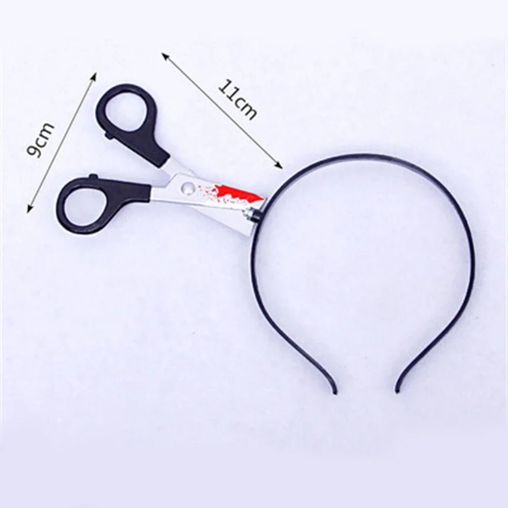Halloween Horror Props Blood Fake Ax Saws Knife Headband for Halloween Party Masquerade Mischief Props Decoration Supplies - drollido