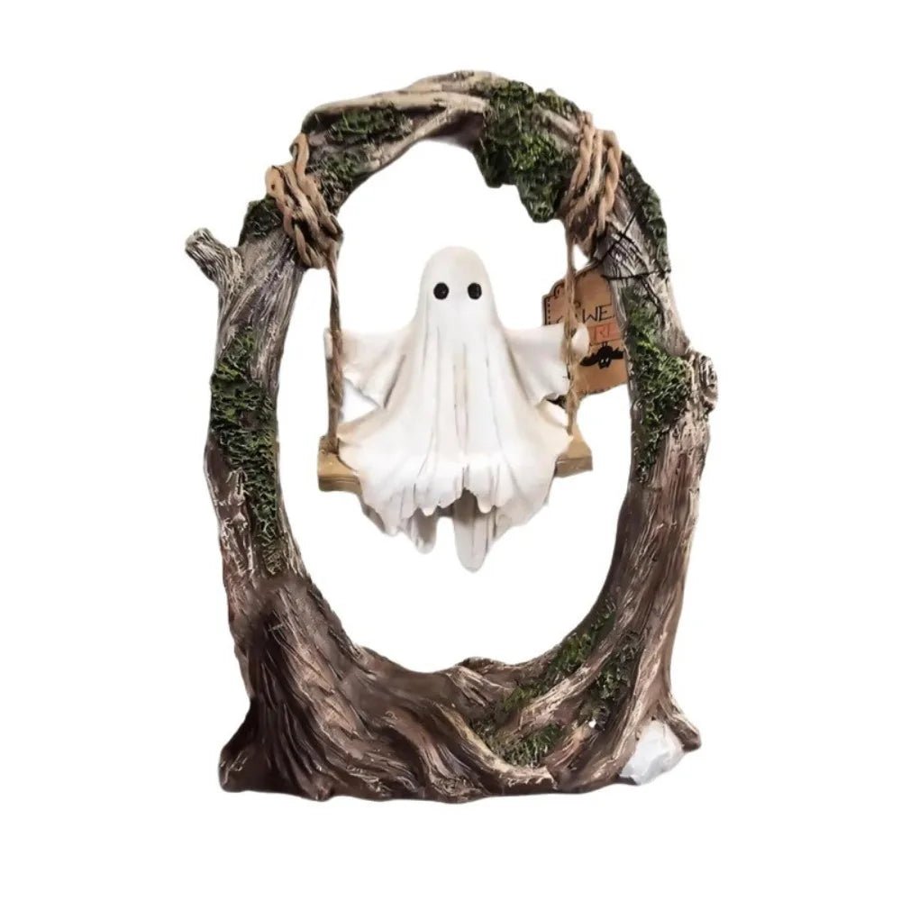 Halloween Themed Halloween Swing Ghost Ornament Handicraft Model Spooky Ghosts Decor Collectible Statue - drollido