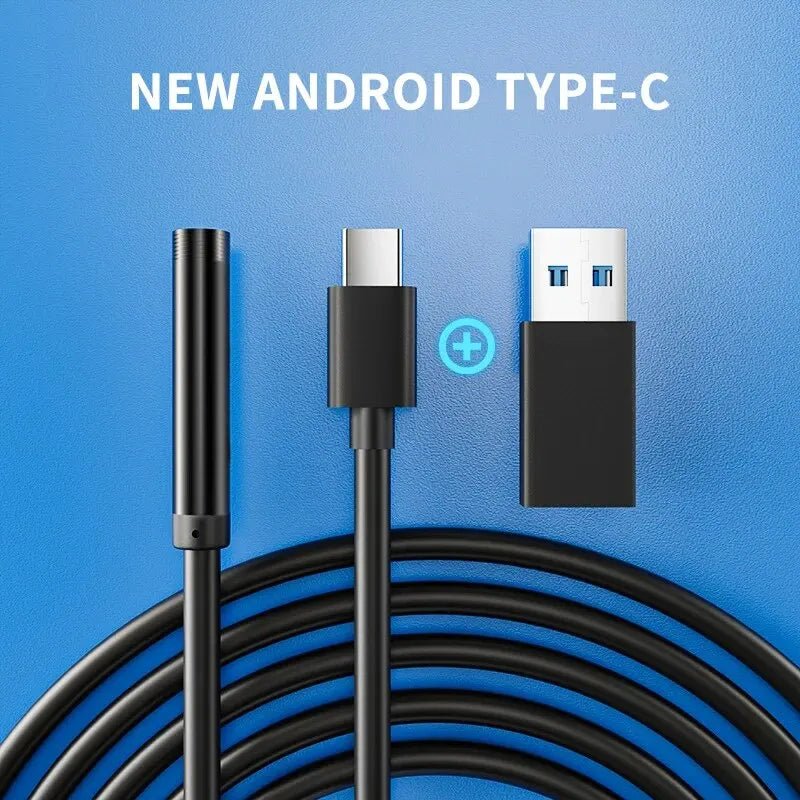 Telecamera per endoscopio TYPE - C da 7,0 mm IP67 Impermeabile 6 LED USB regolabile Android Telecamere per boroscopio di ispezione flessibili per PC telefonico - drollido