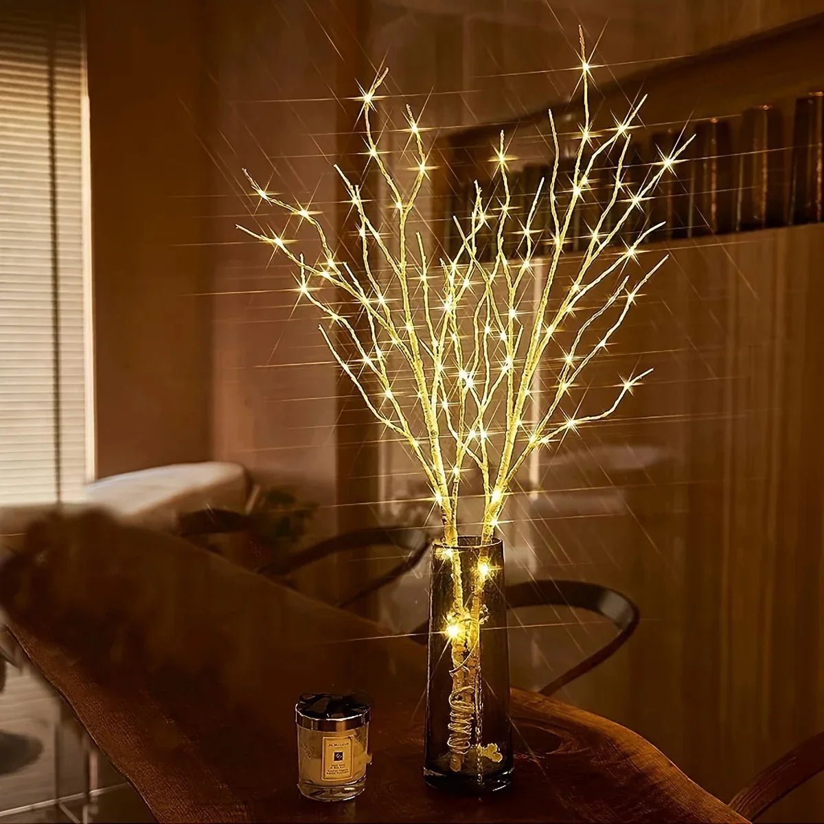 1 PC White Birch Branch Lights Battery Operated 20 LED Fairy Lights Willow Branches for Home Bedroom Inside Outdoor Decoration - drollido