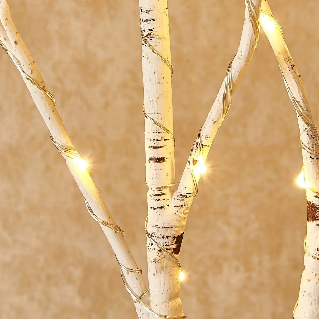 1 PC White Birch Branch Lights Battery Operated 20 LED Fairy Lights Willow Branches for Home Bedroom Inside Outdoor Decoration - drollido