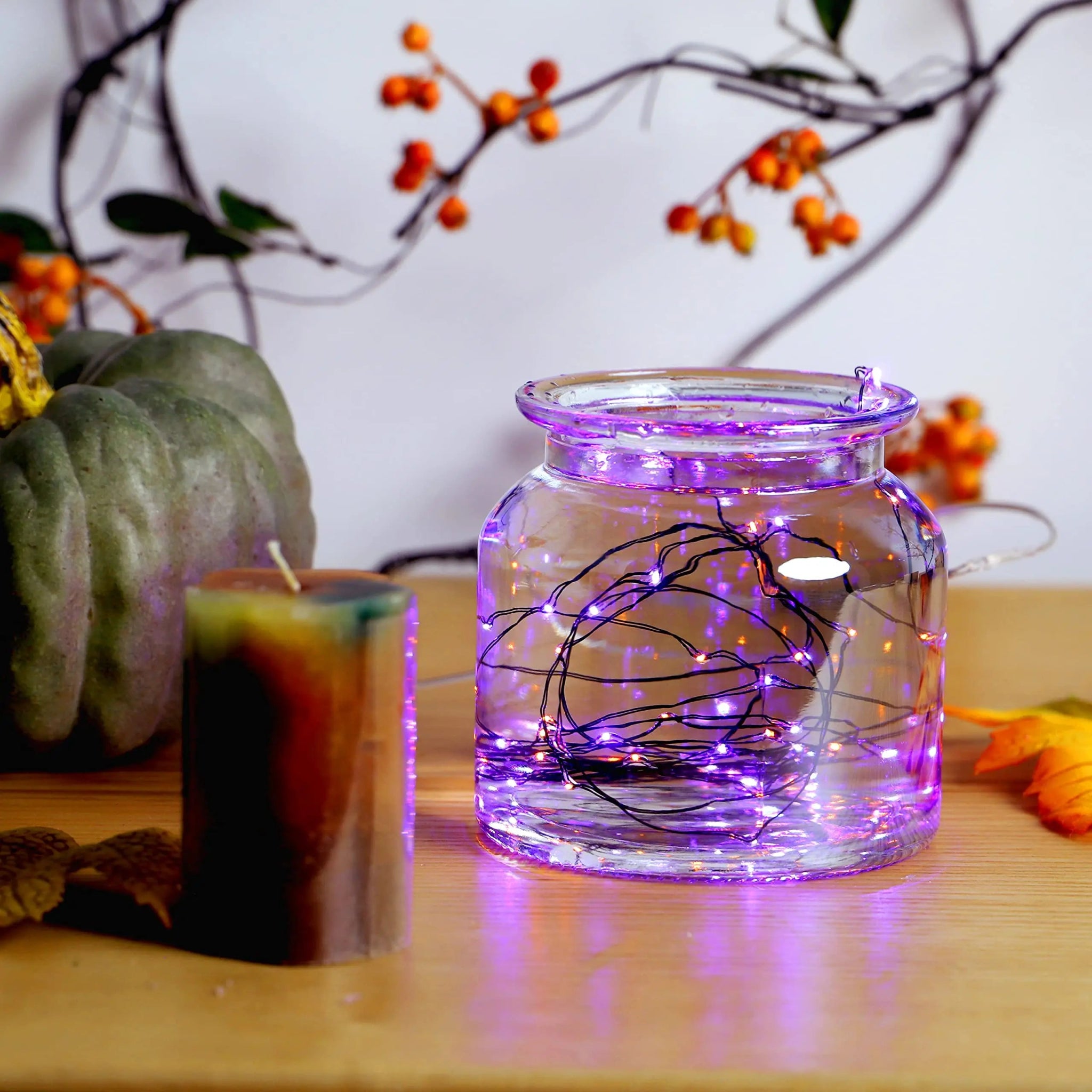 10/20M LED Orange Purple Halloween Garland Outdoor Garden Decoration USB 8 Modes Lighting Black Wire for Halloween Decorations - drollido