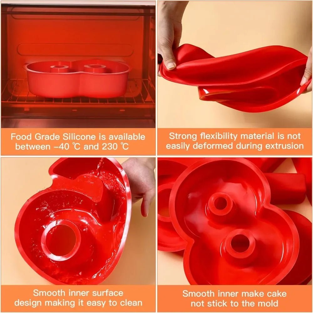 10in 3D Large Number Cake Mold 0 - 8 Silicone Baking Pans for Birthday Wedding Anniversary Party Decorations DIY Home Baking Tools - drollido