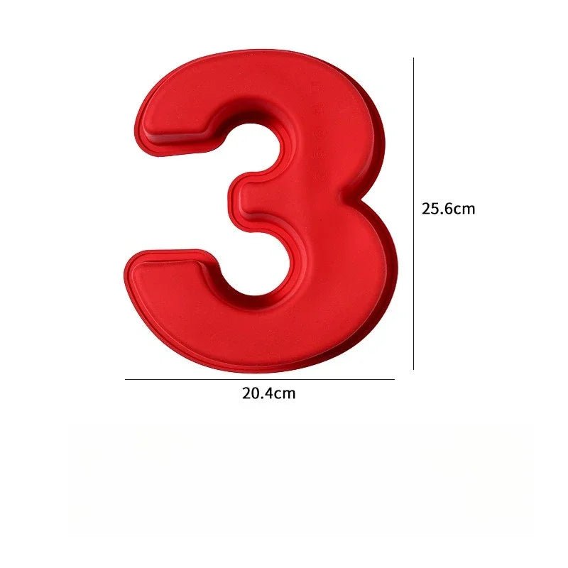 10in 3D Large Number Cake Mold 0 - 8 Silicone Baking Pans for Birthday Wedding Anniversary Party Decorations DIY Home Baking Tools - drollido