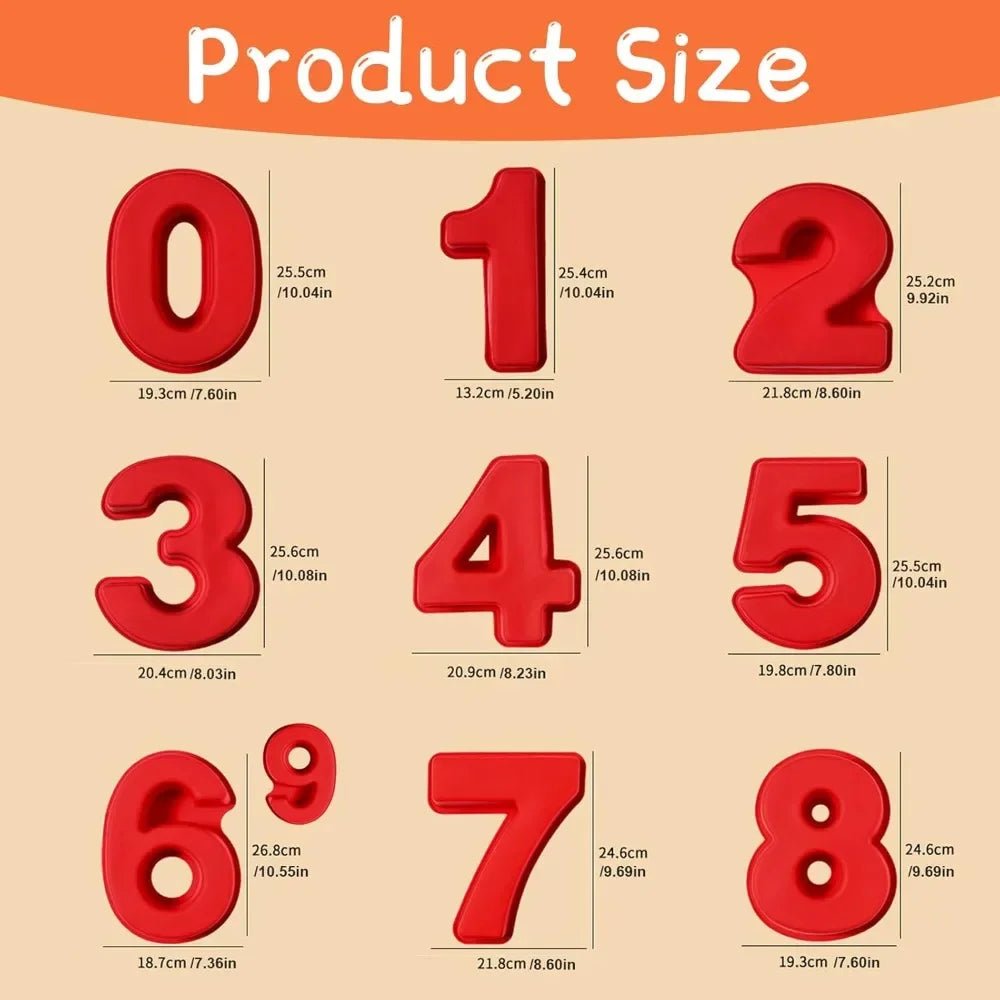 10in 3D Large Number Cake Mold 0 - 8 Silicone Baking Pans for Birthday Wedding Anniversary Party Decorations DIY Home Baking Tools - drollido