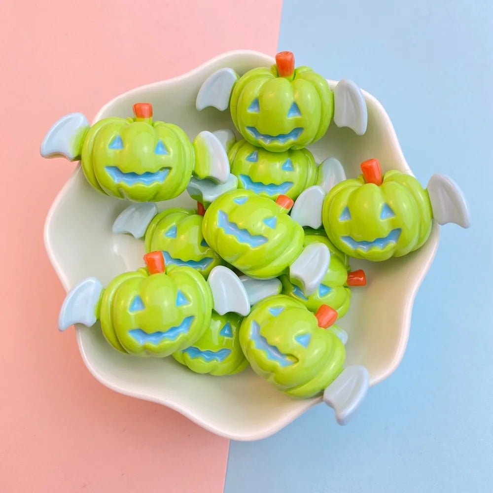 10Pcs New Cute Resin Halloween Pumpkin Bat Series Flat Back Parts Embellishments For Hair Bows Accessories - drollido