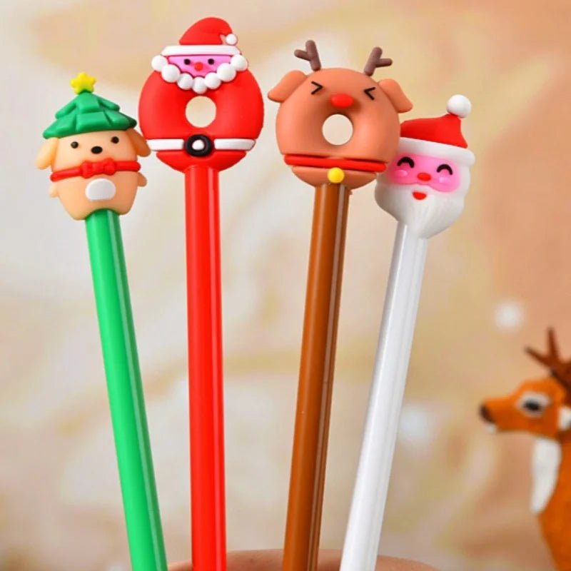 12 Christmas - Themed Neutral Pens, Office And Study Stationery, Good Gifts for Students, Diverse Styles, Holiday DIY Decorations - drollido