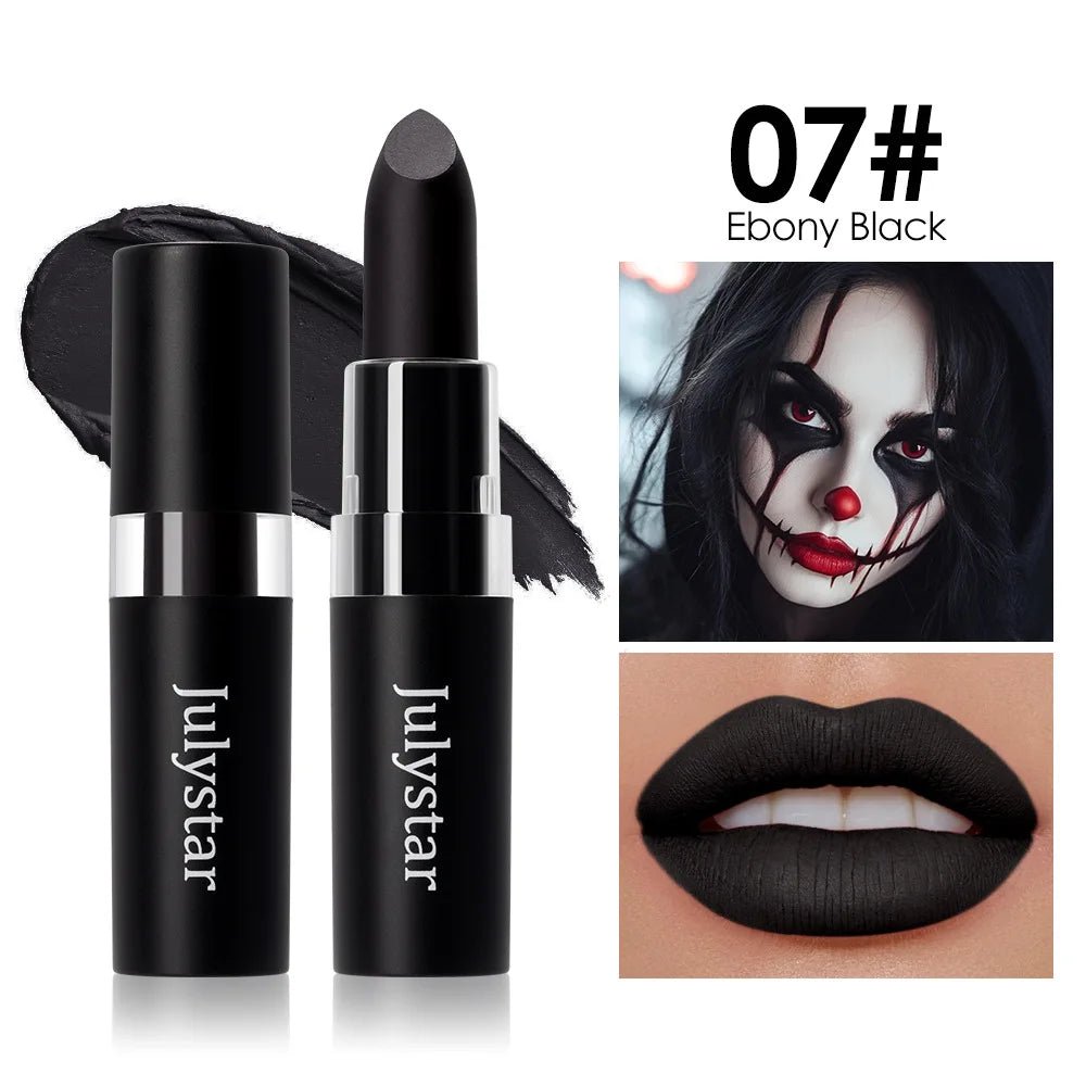 12 Colors Waterproof Blue Matte Lipstick Makeup Green Black Lipstick Long - lasting Purple Lip Stick Halloween Cosmetics for Women - drollido