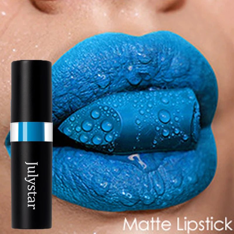 12 Colors Waterproof Blue Matte Lipstick Makeup Green Black Lipstick Long - lasting Purple Lip Stick Halloween Cosmetics for Women - drollido