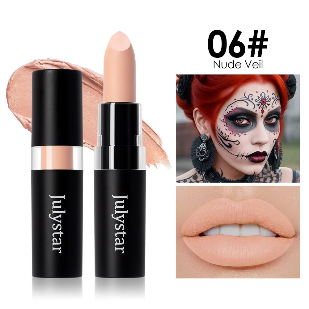 12 Colors Waterproof Blue Matte Lipstick Makeup Green Black Lipstick Long - lasting Purple Lip Stick Halloween Cosmetics for Women - drollido