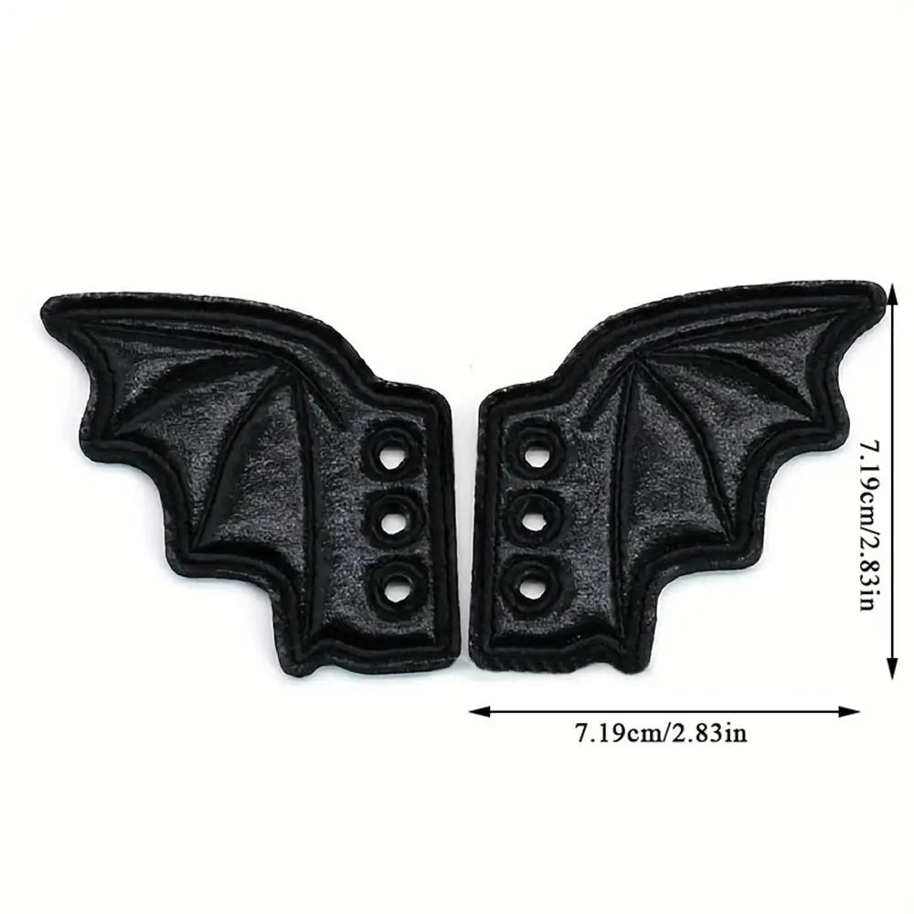 1Pair Fashion Leather Bat Shoe Wings Ornament Halloween Party Fun Skate Shoes Decorations DIY Adult Kids Shoe Decor Accessories - drollido