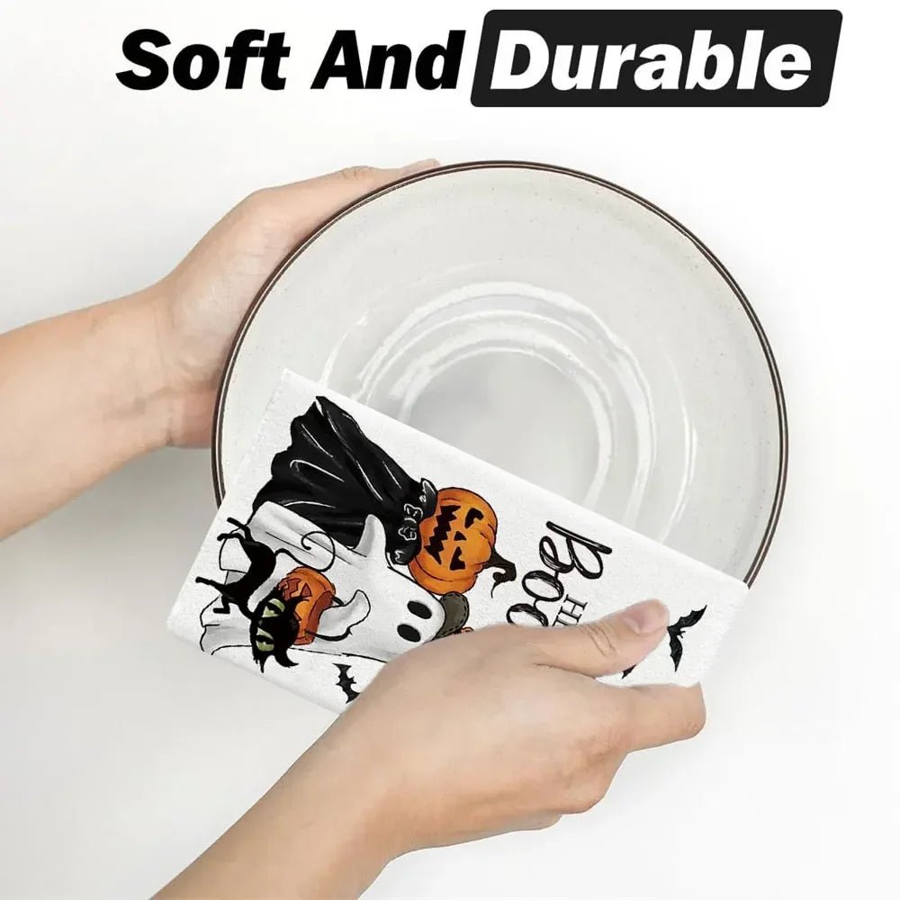 1pc Boo Halloween Kitchen Towels Dish Tea Towels Kitchen Decor Halloween Decoration Cotton Gift for Mom Women Kitchen Supplies - drollido