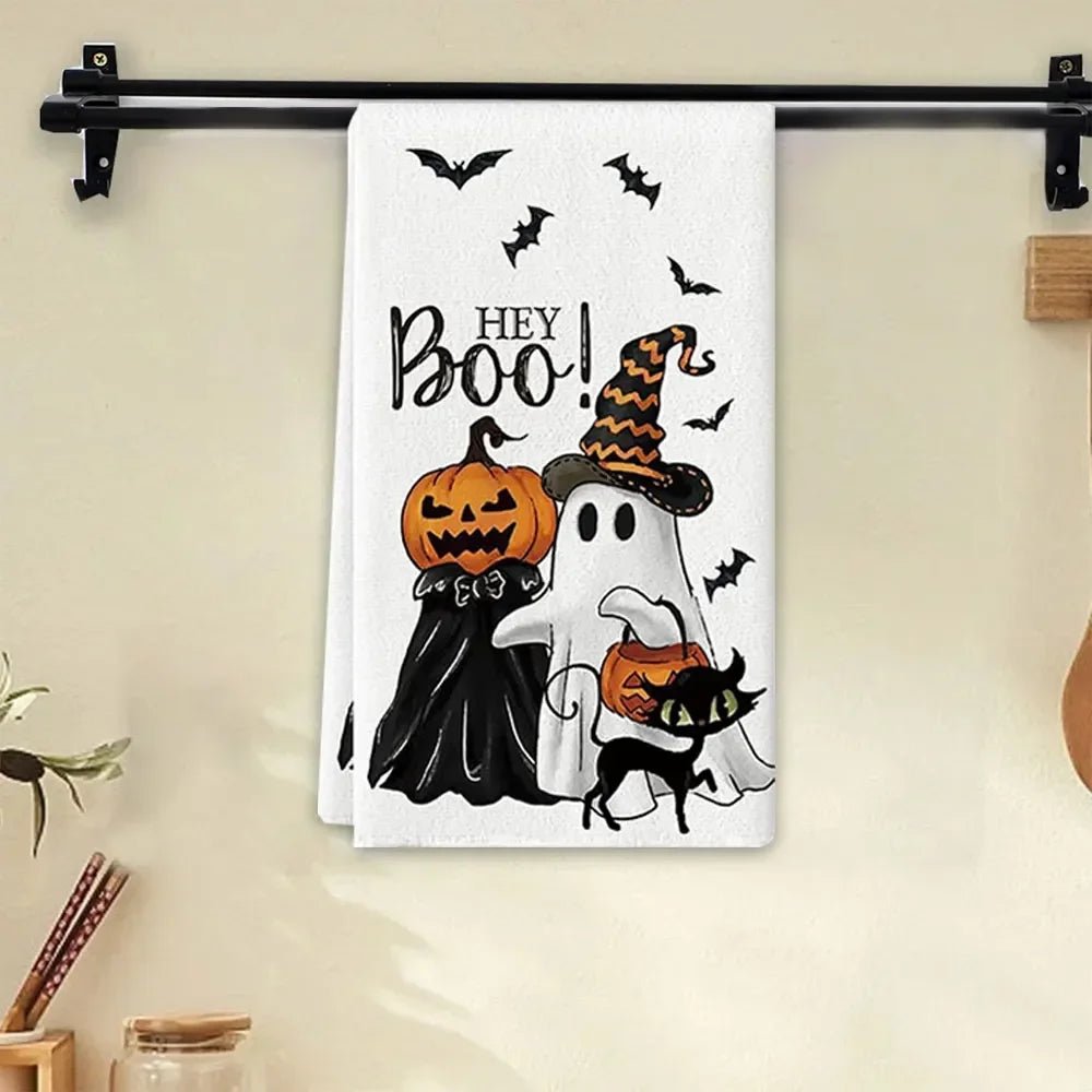 1pc Boo Halloween Kitchen Towels Dish Tea Towels Kitchen Decor Halloween Decoration Cotton Gift for Mom Women Kitchen Supplies - drollido