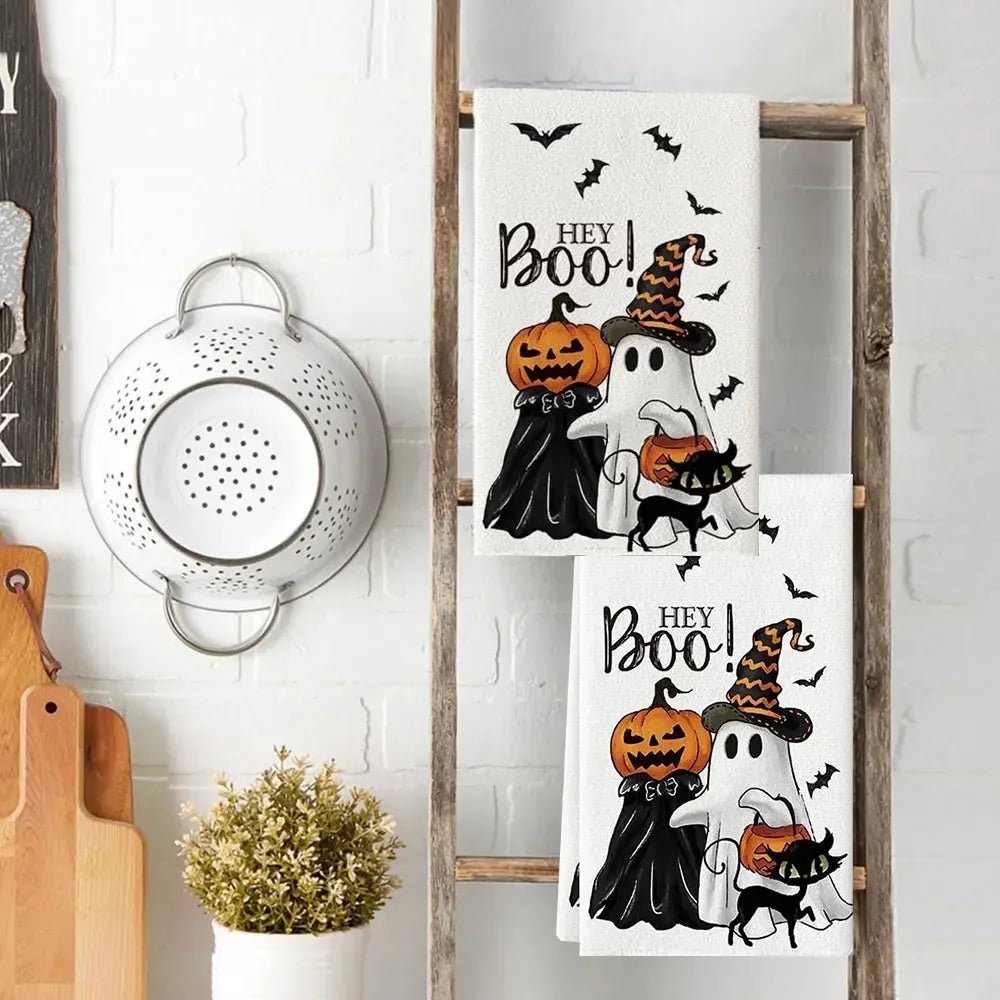 1pc Boo Halloween Kitchen Towels Dish Tea Towels Kitchen Decor Halloween Decoration Cotton Gift for Mom Women Kitchen Supplies - drollido