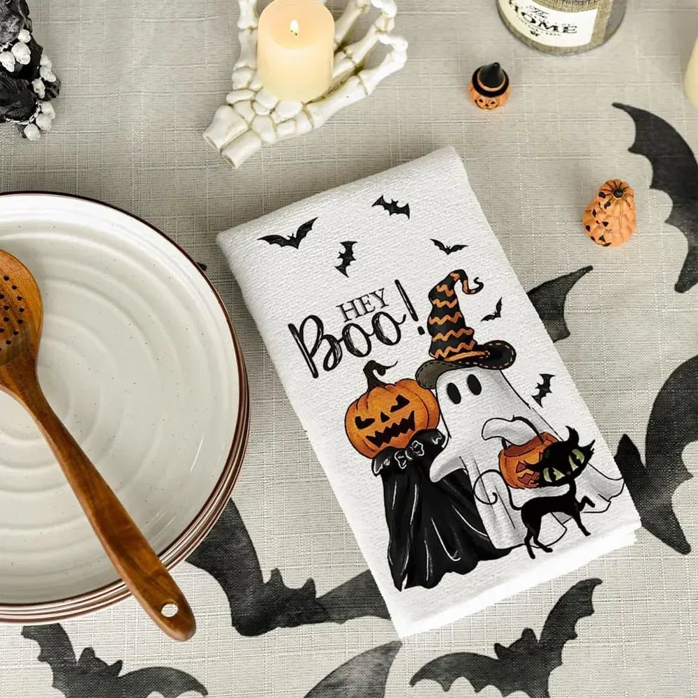 1pc Boo Halloween Kitchen Towels Dish Tea Towels Kitchen Decor Halloween Decoration Cotton Gift for Mom Women Kitchen Supplies - drollido
