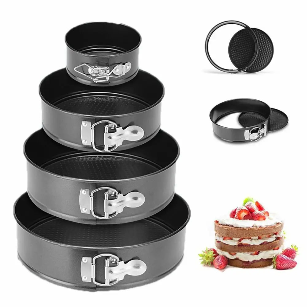1Pcs Carbon Steel Baking Mould Non Stick Leakproof Cake Baking Pan with Removable Bottom 12/16/20/24/28cm Cake Mould - drollido
