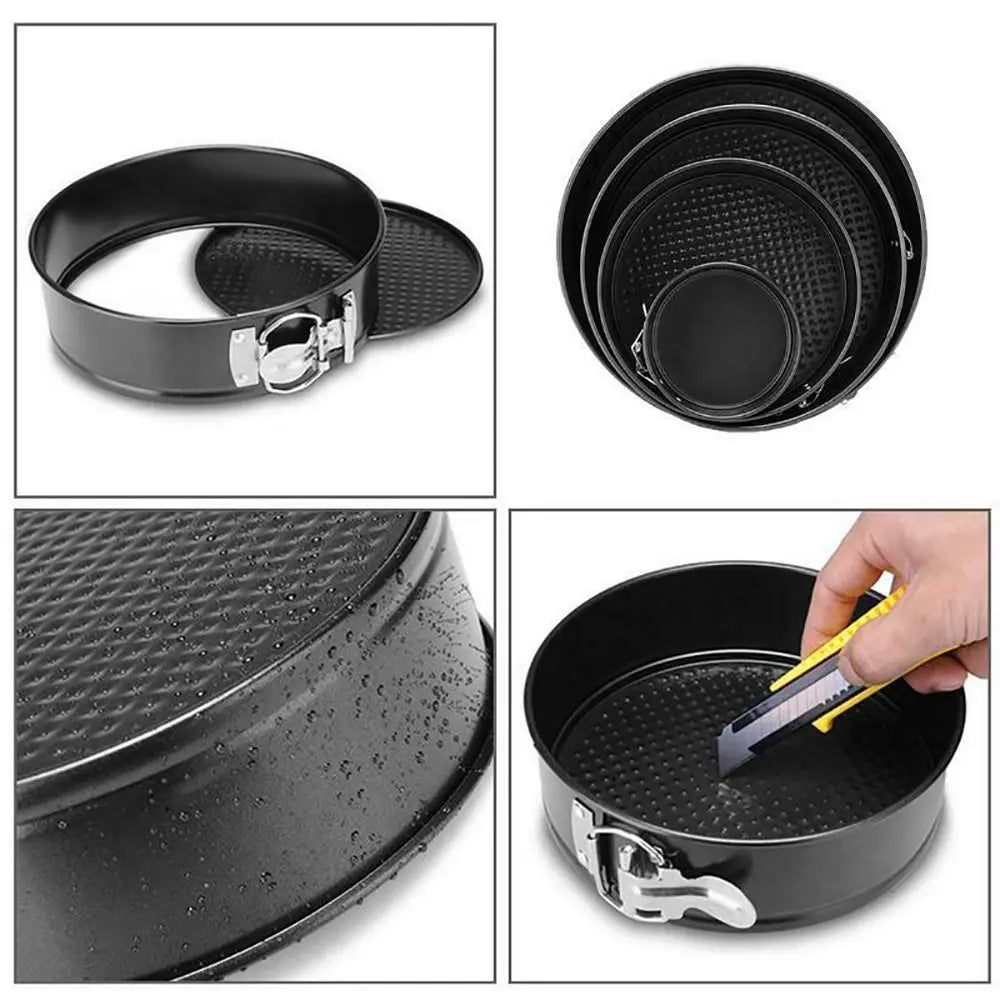1Pcs Carbon Steel Baking Mould Non Stick Leakproof Cake Baking Pan with Removable Bottom 12/16/20/24/28cm Cake Mould - drollido