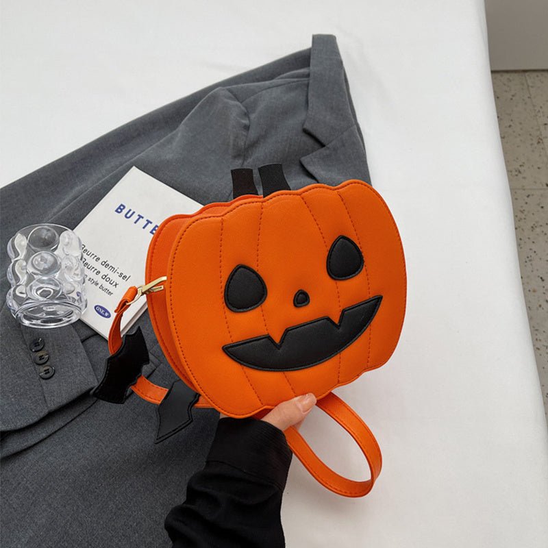 2023 Halloween Bags Funny Pumpkin Cartoon Shoulder Crossbody Bag With Bat Personalized Creative Female Bag - drollido