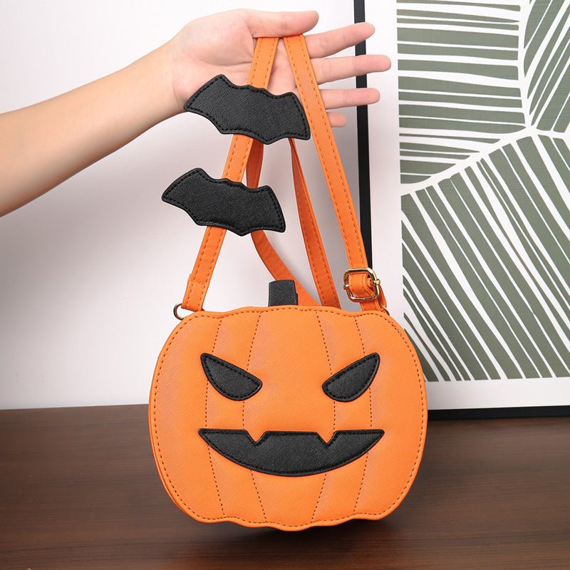 2023 Halloween Bags Funny Pumpkin Cartoon Shoulder Crossbody Bag With Bat Personalized Creative Female Bag - drollido