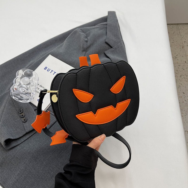 2023 Halloween Bags Funny Pumpkin Cartoon Shoulder Crossbody Bag With Bat Personalized Creative Female Bag - drollido