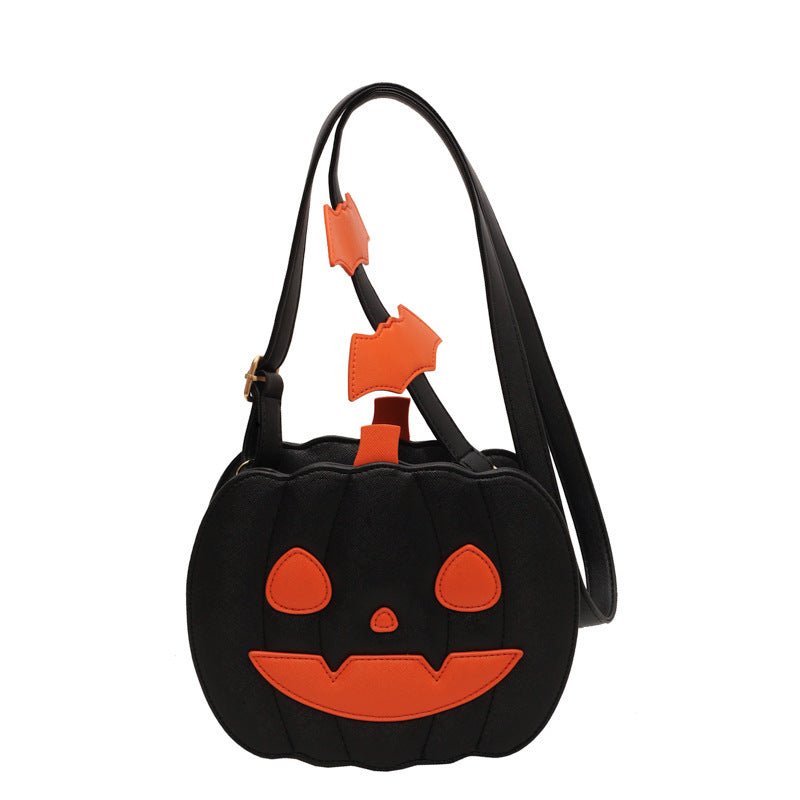 2023 Halloween Bags Funny Pumpkin Cartoon Shoulder Crossbody Bag With Bat Personalized Creative Female Bag - drollido