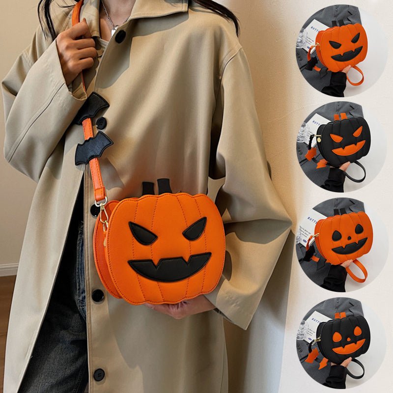 2023 Halloween Bags Funny Pumpkin Cartoon Shoulder Crossbody Bag With Bat Personalized Creative Female Bag - drollido