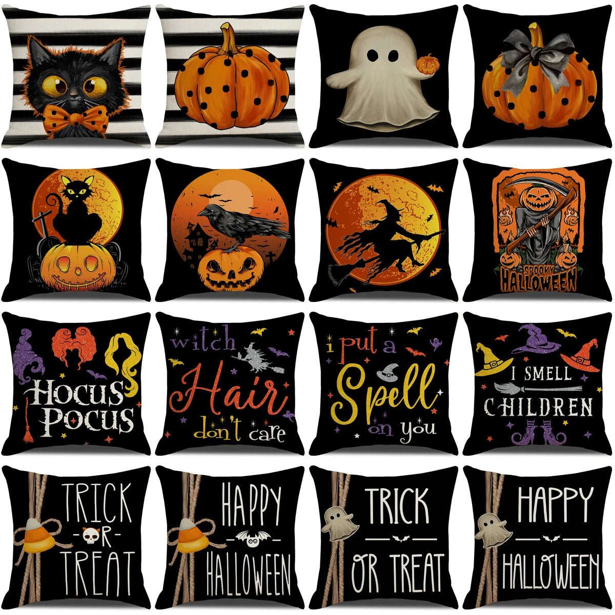 2025 Halloween Cushion Cover Halloween Decoration for Home Ghost Pumpkin Bat Pillowcase Horror Trick Or Treat Party Supplies - drollido