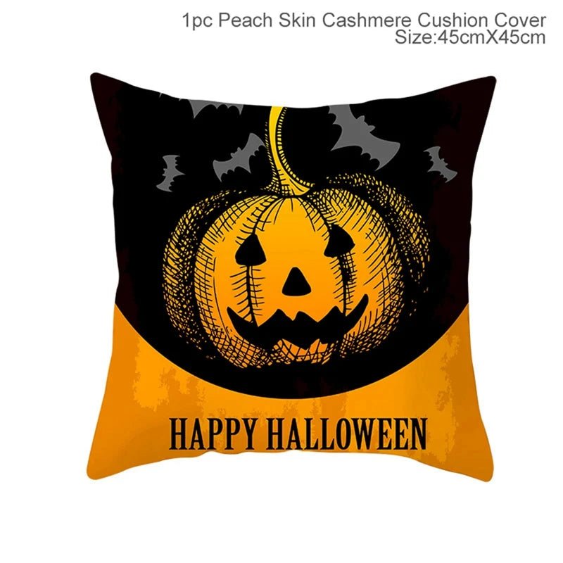 2025 Halloween Cushion Cover Halloween Decoration for Home Ghost Pumpkin Bat Pillowcase Horror Trick Or Treat Party Supplies - drollido