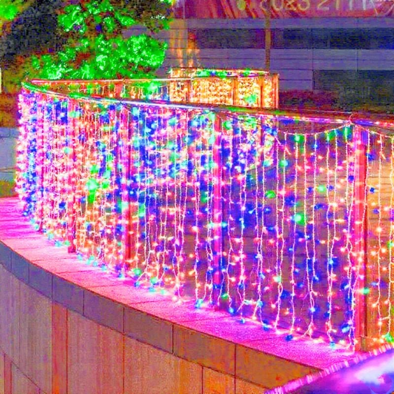 2025 LED Icicle String Lights EU Plug Garland Droop Light Pathway Wedding Garden Street Outdoor Christmas Halloween Decoration - drollido