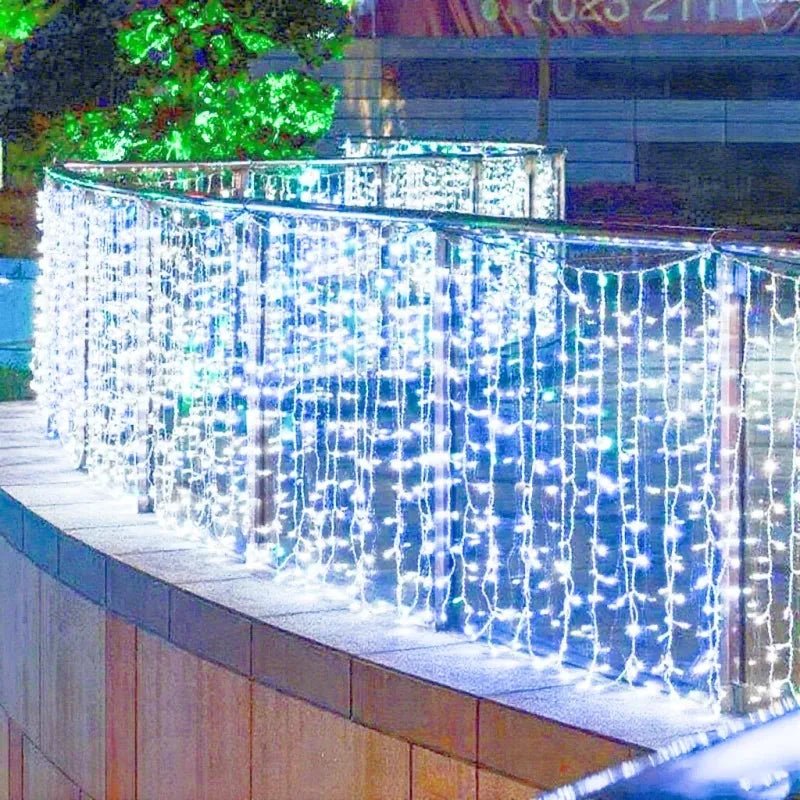 2025 LED Icicle String Lights EU Plug Garland Droop Light Pathway Wedding Garden Street Outdoor Christmas Halloween Decoration - drollido