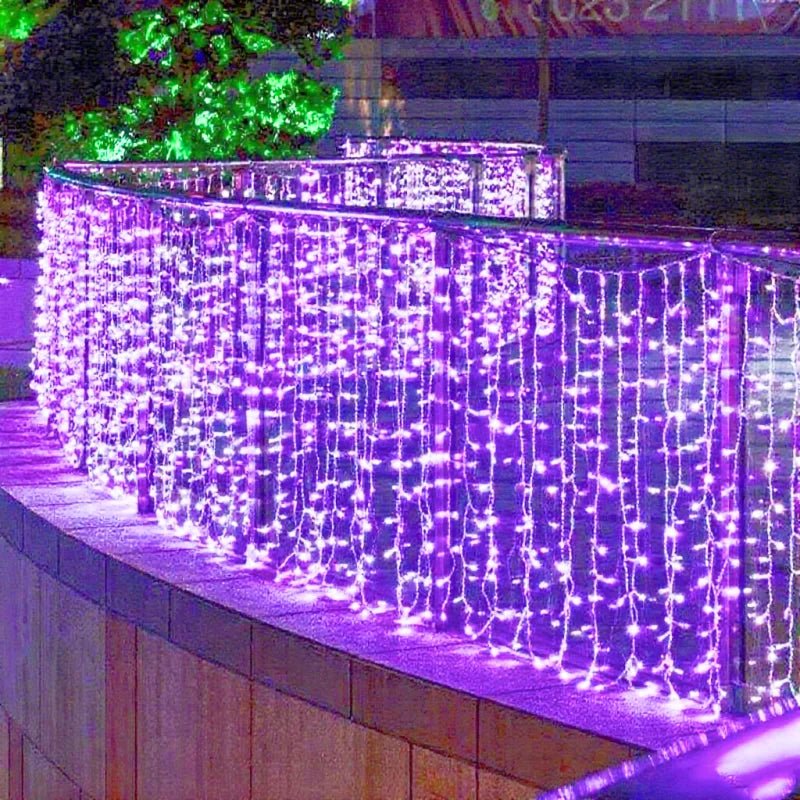 2025 LED Icicle String Lights EU Plug Garland Droop Light Pathway Wedding Garden Street Outdoor Christmas Halloween Decoration - drollido