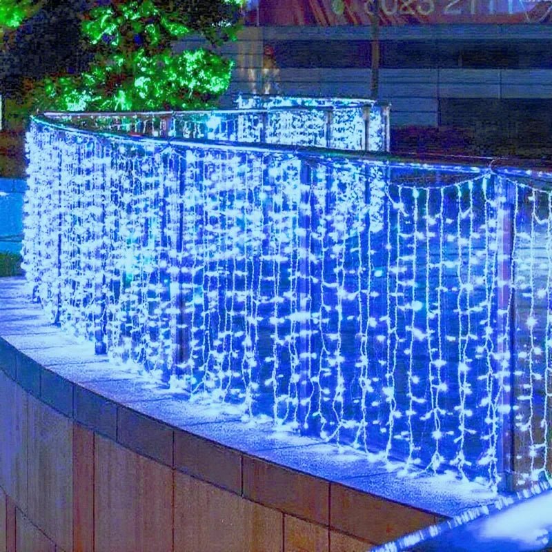 2025 LED Icicle String Lights EU Plug Garland Droop Light Pathway Wedding Garden Street Outdoor Christmas Halloween Decoration - drollido