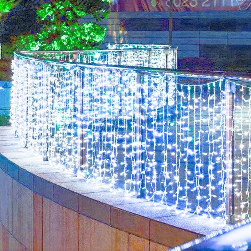 2025 LED Icicle String Lights EU Plug Garland Droop Light Pathway Wedding Garden Street Outdoor Christmas Halloween Decoration - drollido