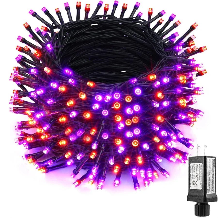 20M 50M 100M Orange and Purple Halloween Garland Fairy Lights Outdoor Halloween String Lights For Tree Garden Patio Decor - drollido