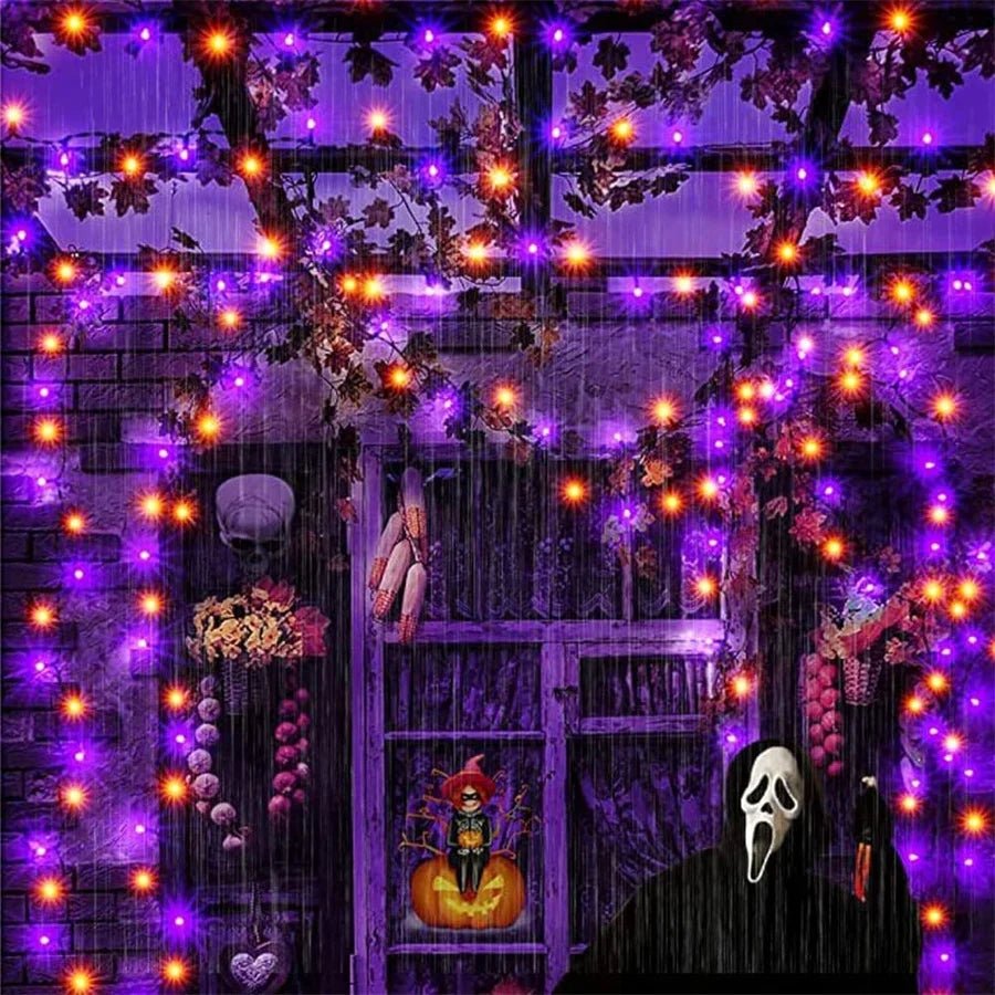 20M 50M 100M Orange and Purple Halloween Garland Fairy Lights Outdoor Halloween String Lights For Tree Garden Patio Decor - drollido