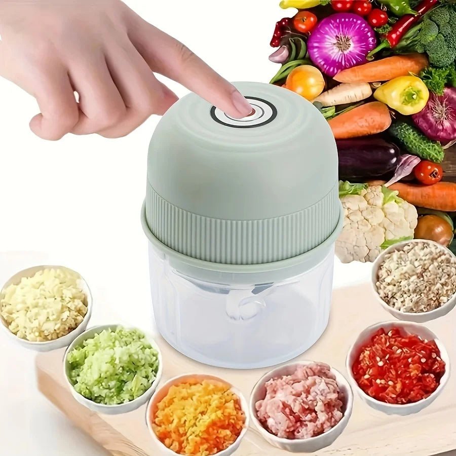 250ml Electric Mini Garlic Chopper USB Meat Grinder Garlic Crusher Sturdy Ginger and Vegetable Crusher with Safety Switch, - drollido