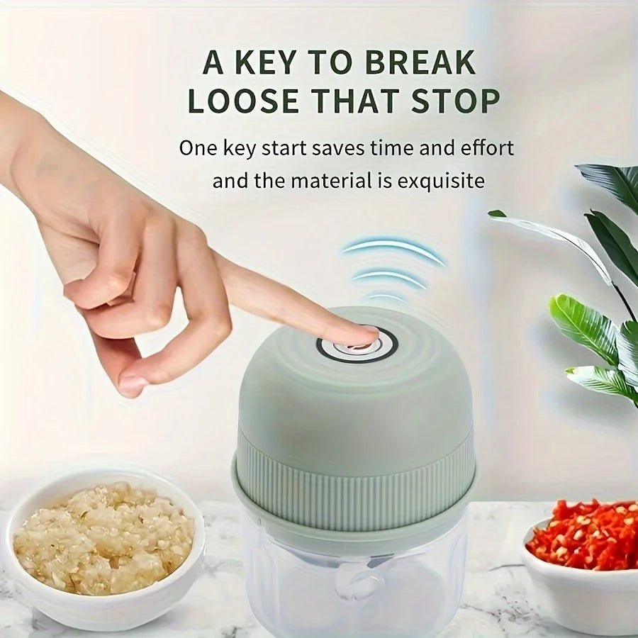 250ml Electric Mini Garlic Chopper USB Meat Grinder Garlic Crusher Sturdy Ginger and Vegetable Crusher with Safety Switch, - drollido