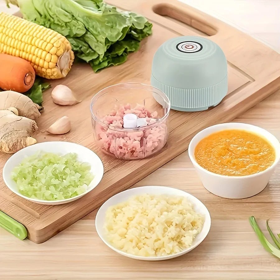 250ml Electric Mini Garlic Chopper USB Meat Grinder Garlic Crusher Sturdy Ginger and Vegetable Crusher with Safety Switch, - drollido