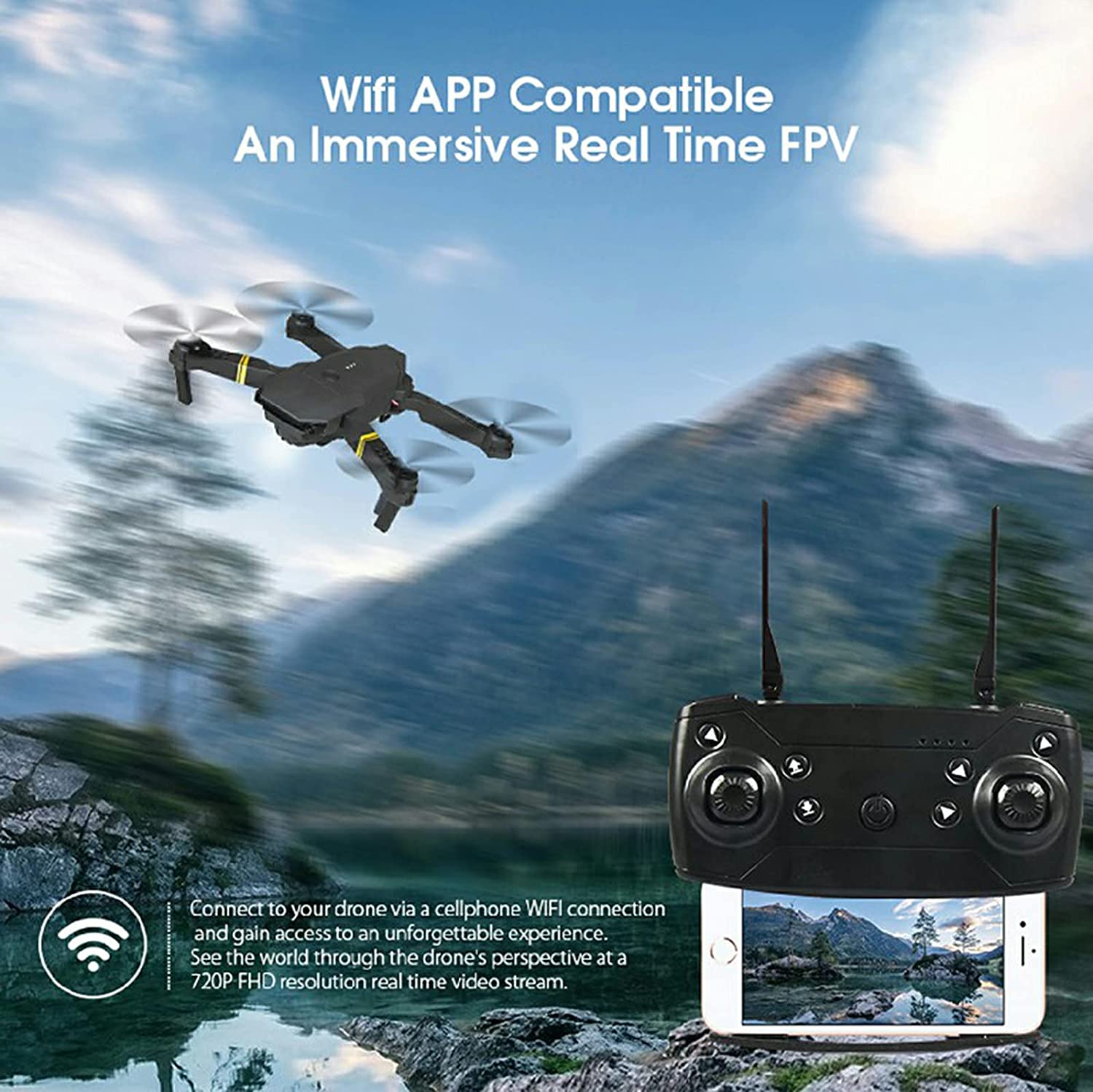 4K HD Dual Camera RC FPV WiFi Portable Wide Angle Foldable Quadcopter Drone - drollido