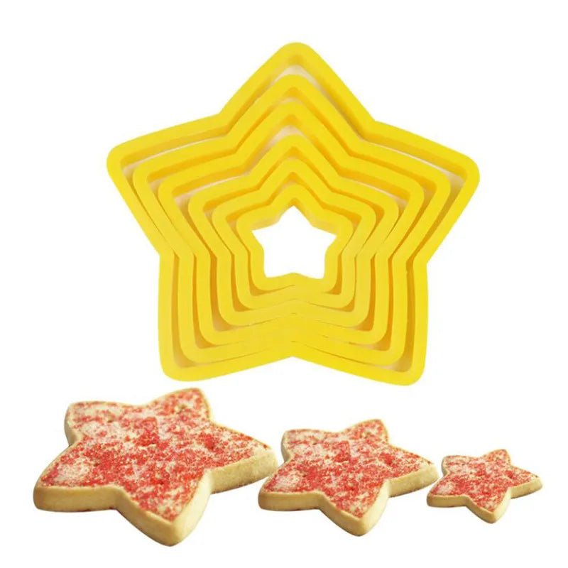 6Pcs/set Christmas Tree Cookie Cutter Stars Heart Flower Fondant Cake Biscuit Cutter Mold 3D Cake Decorating Tools Baking Moulds - drollido