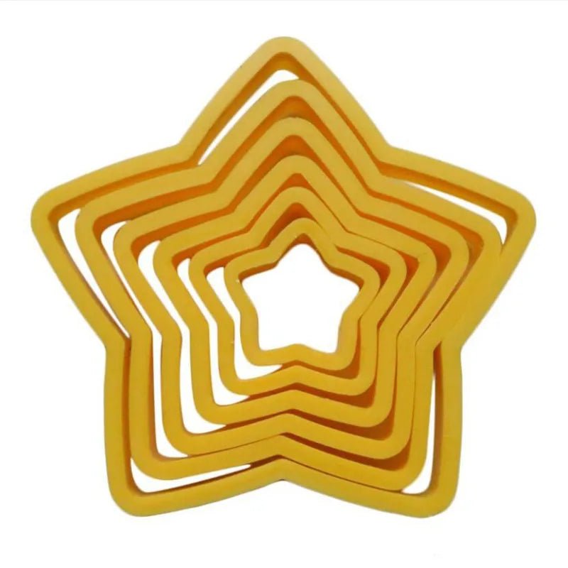 6Pcs/set Christmas Tree Cookie Cutter Stars Heart Flower Fondant Cake Biscuit Cutter Mold 3D Cake Decorating Tools Baking Moulds - drollido