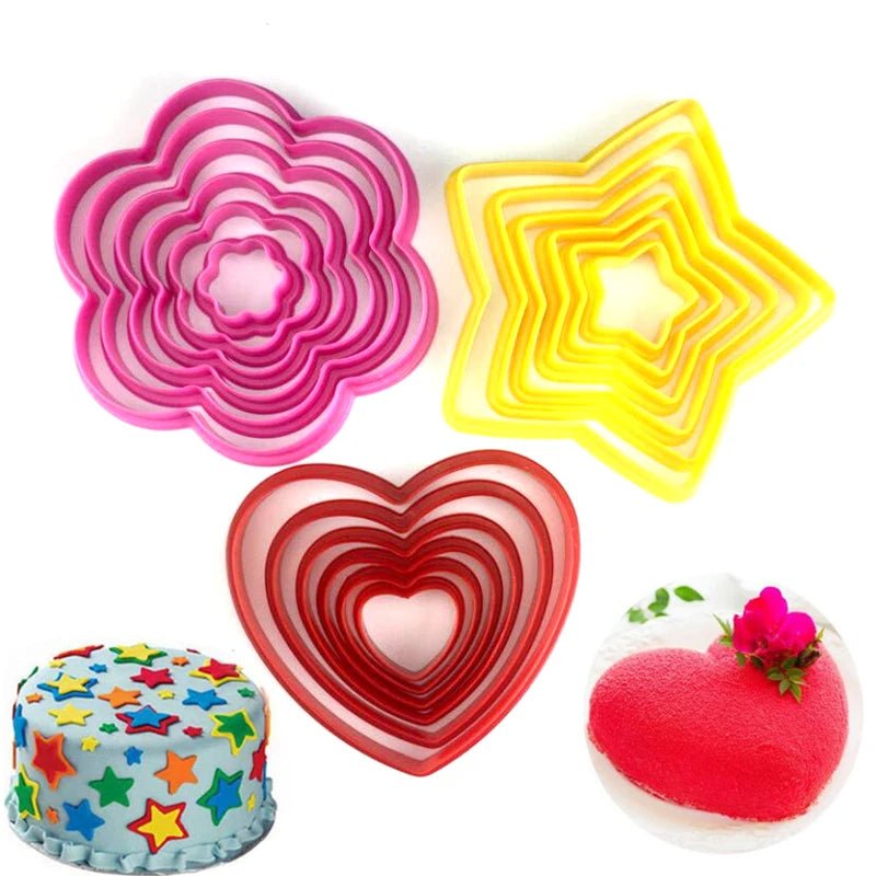 6Pcs/set Christmas Tree Cookie Cutter Stars Heart Flower Fondant Cake Biscuit Cutter Mold 3D Cake Decorating Tools Baking Moulds - drollido