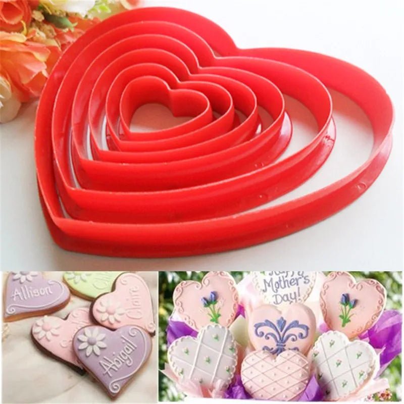 6Pcs/set Christmas Tree Cookie Cutter Stars Heart Flower Fondant Cake Biscuit Cutter Mold 3D Cake Decorating Tools Baking Moulds - drollido