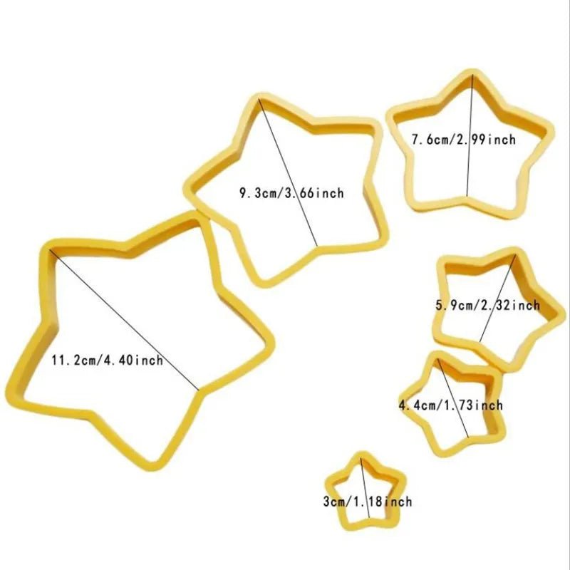 6Pcs/set Christmas Tree Cookie Cutter Stars Heart Flower Fondant Cake Biscuit Cutter Mold 3D Cake Decorating Tools Baking Moulds - drollido
