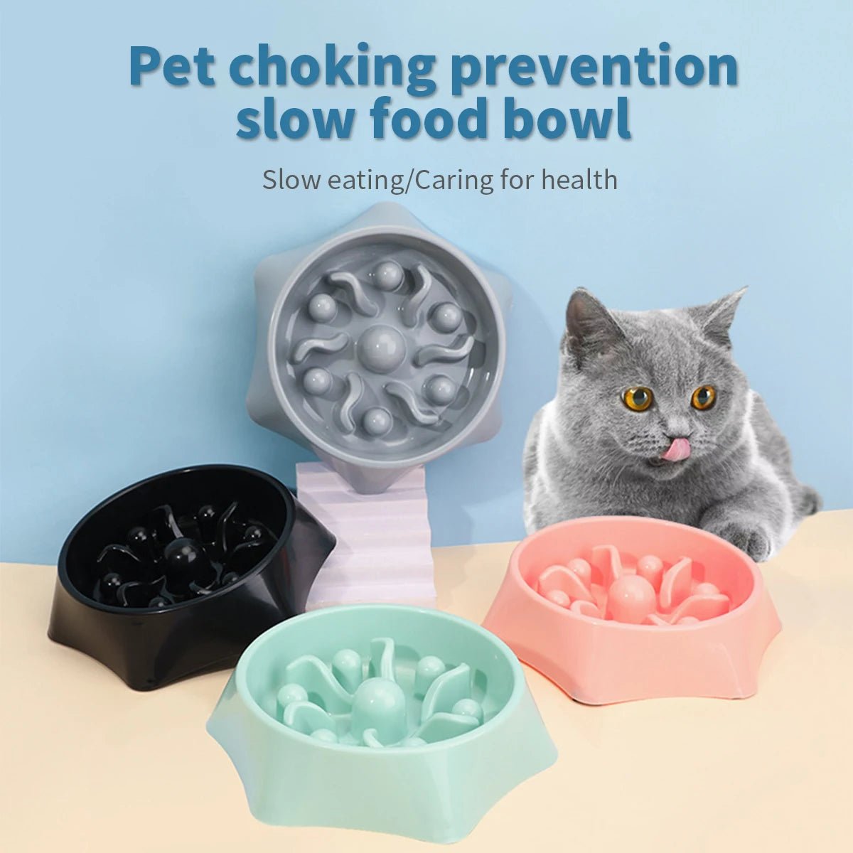 A dog slow food bowl, dog bowl, anti - knockover pet supplies, small dog anti - choking feeding dog food bowl, cat food bowl - drollido