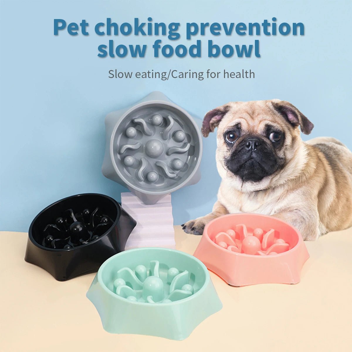 A dog slow food bowl, dog bowl, anti - knockover pet supplies, small dog anti - choking feeding dog food bowl, cat food bowl - drollido