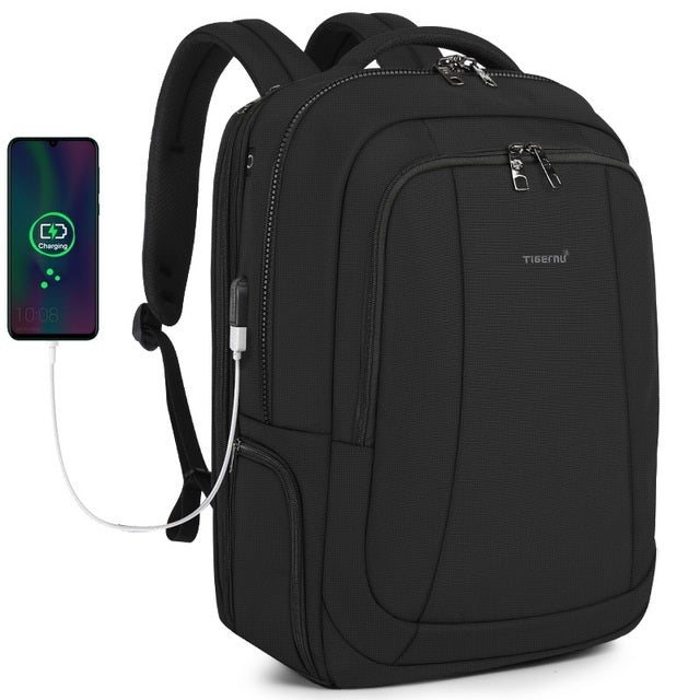 Anti - Theft Solid Unisex Travel Laptop Backpack with USB - drollido
