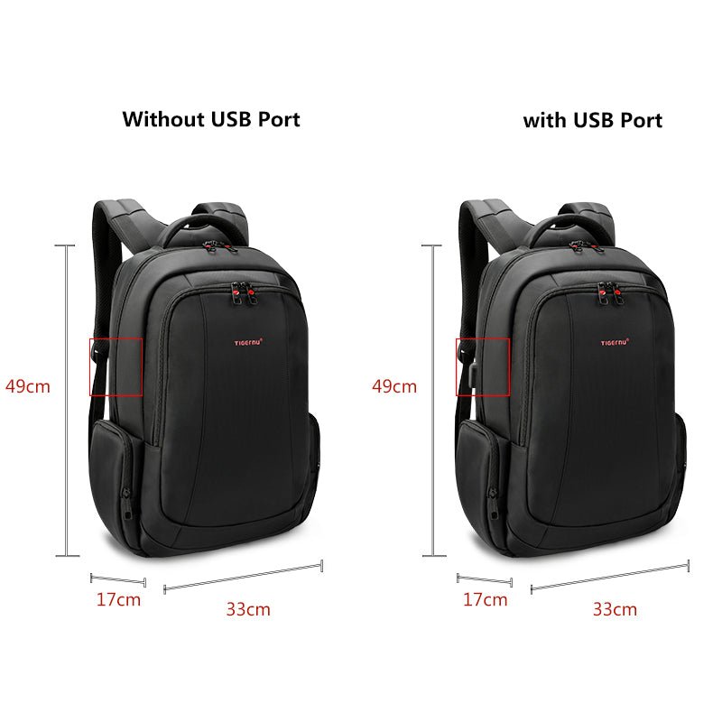 Anti - Theft Solid Unisex Travel Laptop Backpack with USB - drollido