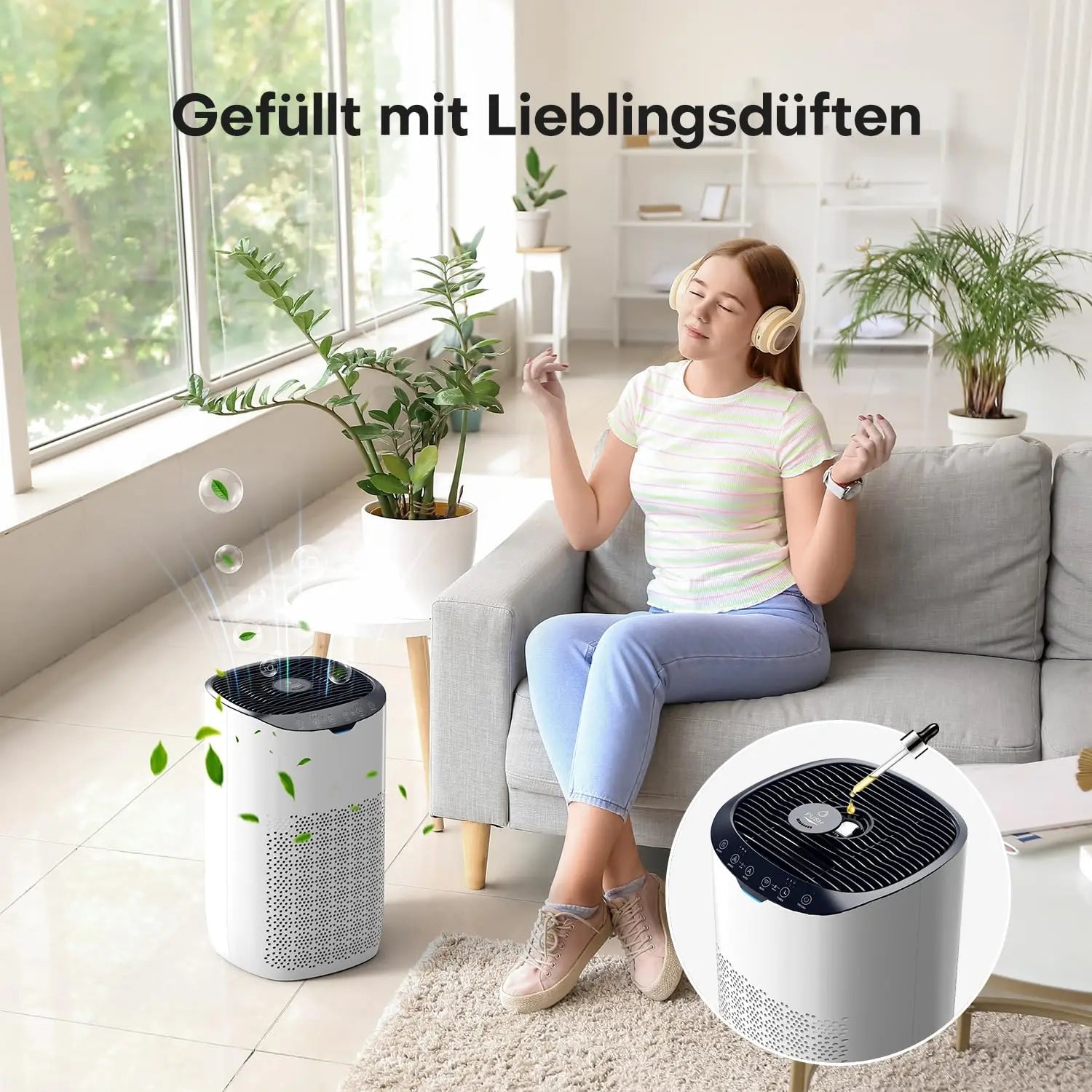 AROEVE Air Purifier App Voice Control Wifi 300 m³/h, for Rooms 80 - 120㎡,Fragrance, Auto Mode, Prevents Pollen, Dust and Pet Hair - drollido